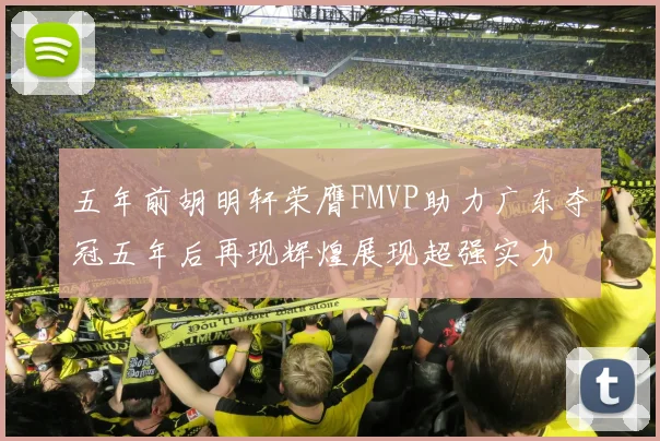 五年前胡明轩荣膺FMVP助力广东夺冠五年后再现辉煌展现超强实力